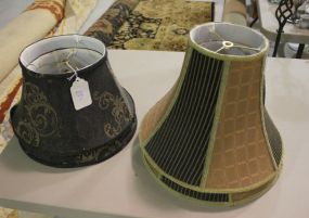 Two Silk Lampshades and Two Shades 13"dia.