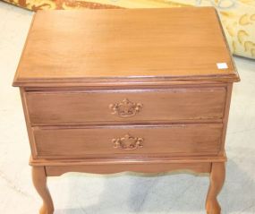 Two Drawer Painted Queen Ann Style Table 23"w., 16"d., 23"h.