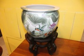 Oriental Planter with Stand 15"h., 15"round.