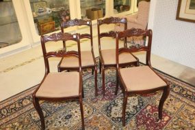 4 Mahogany Rose Carved Dinning Chairs 33"h., 17"w.