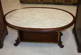Marble Top Coffee Table with shelf, 45"w., 28"d., 19"h.