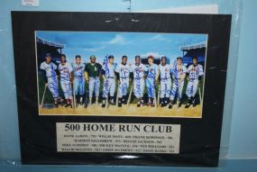 500 Homerun Club Autographed Mat Hank Aaron, Willie Mays, Frank Robinson, Reggie Jackson, Mickey Mantel, Ted Williams, Eddie Mathews, and Ernie Banks, serial: A216501