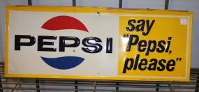 Vintage Say "Pepsi Please" Sign 30"w., 11"h.