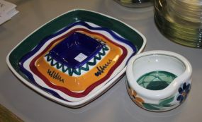 Two Gail Pittman Pieces 1997 Heart shaped dish 5" dia., 1988 dip and chip dish 11"w.