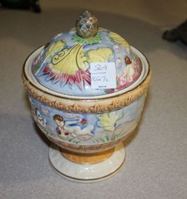 Capidemonte Style Covered Jar made in Japan, 6"dia., 9"h.