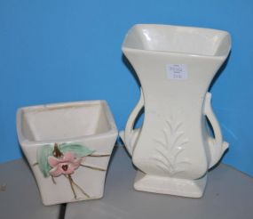 Two McCoy Vases 4", 8"h.