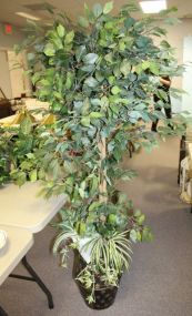 Tin with Artificial Tree 17"h.