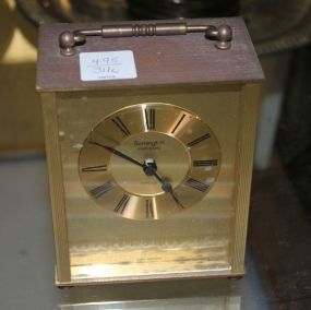 West Germany Remington Brass Carriage Clock Battery Operated, 4"w., 5"h.