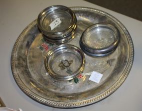 Silverplate Coasters and Tray 12" tray