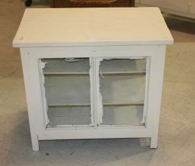 Painted White Glass Cabinet with Shelf, 28"w., 17"d., 25"h.