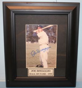 Joe DiMaggio Autograph Photograph Myst-O-Graph, Certificate of Authenticity, 11" x 13" frame.