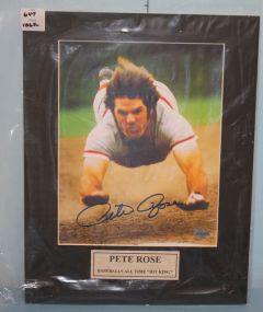 Pete Rose Autograph Photograph Autograph Legends LLC. Certificate of Authenticity, Serial: A222313. 10" x 13".