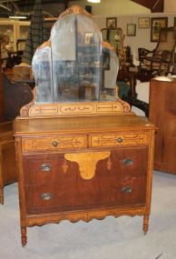 Walnut Depression Era Dresser matches lot 657, 658, and 660, 69"h., 40"w., 18"d.