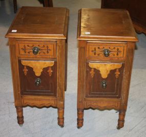 Pair of Walnut Depression Two Drawer Nightstands Matches lot 657, 658, and 659, 28"h., 13"w., 18"d.