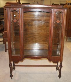 Walnut William and Mary Curved Glass Door 63"h., 45"w, 16"d.