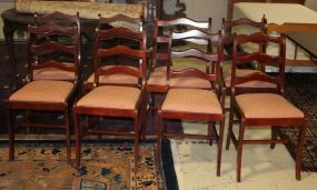 Set of 8 Mahogany Ladder Back Chairs 34"h.
