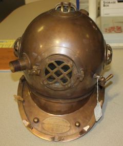 U.S. Navy Helmet Mark V Morse Diving Equipment Inc. Boston 17"h.
