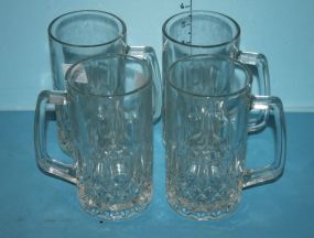 3 Reproduction Roseville Vases Two Green Roseville vases and One Blue Roseville Vase