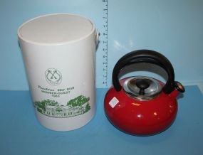 Pitcher and two glasses with flowers