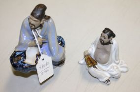 Italian Lamp with Carrara Base Italian light blue lamp with marble base 25"h.