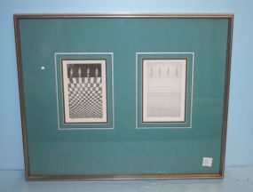 Black and White Print of Figures in Space