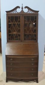 Mahogany Dropfront Desk with Bookcase Top