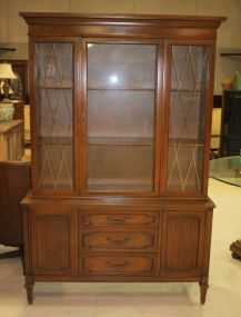 Walnut Contemporary Two Piece China Cabinet