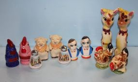 Six Pairs of Handpainted Salt and Pepper Shakers