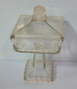 Early Pressed Glass Lidded Candy Jar