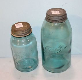 Ball-Mason (Jar) Ball-Mason (Jar) 7 1/2"h., Ball-Mason (Jar) 7 7/8"h., zinc lids