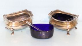 Two Sterling Salts and Spoon