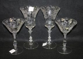 Four Cambridge Rosepoint Stemware
