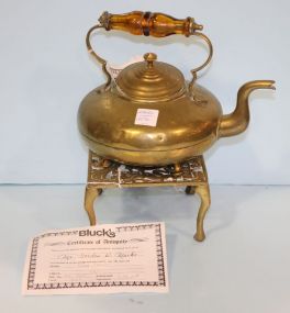 Antique Brass Kettle and an Antique Brass Trivet