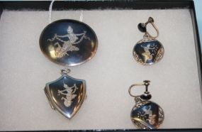 Three Piece Sterling Siam Set
