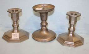 Pewter Candlesticks Pewter Candlestick 4 1/2"h; pair Gorham pewter candlesticks, eight sided base 4 1/2"h