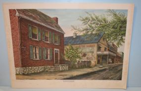 Limited Edition C.G. Morehead Lithograph 1970 "Market Place" Street in Kentucky
