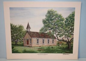 Limited Edition Lithograph by C.G. Morehead 1973 "LBJ School House"