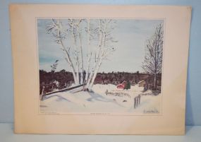 "Winter Birches" Fine Art Print by Dwight D. Eisenhower 1968
