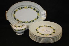 Regal "Lawndale" Occupied Japan Platter, Covered Sugar and Six Dinner Plates