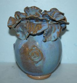 Blue "Open Petal" Pottery Vase