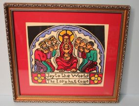 Walter Anderson Painted Silk Screen "Joy To The World"