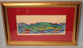 Walter Anderson Color Silk Screen "Alligator and Fish"
