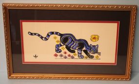 Walter Anderson Color Silk Screen of "Mama Cat"