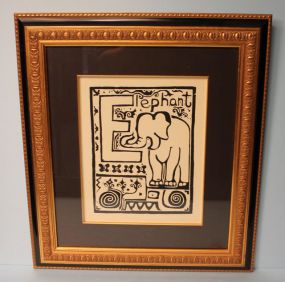 Walter Anderson Alphabet "E" Black and White Silk Screen