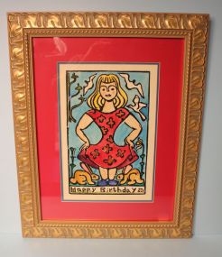 Walter Anderson Color Silk Screen "Happy Birthday"