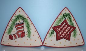Two Gail Pittman Triangular Shaped Dishes