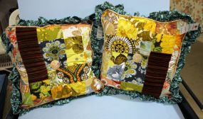 Pair of Large Mixed Fabric Throw Pillows