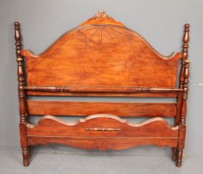 1940's Walnut Veneer Double Size Bed 54"w., 54"h.