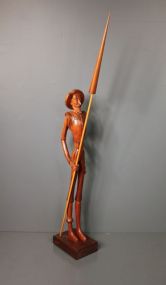 Hand Wood Carving of Man with Arrow