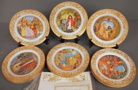 Set of Twelve 1978 Franklin Porcelain Limited Edition "The Grimm's Fairy Tales" Plate Collection